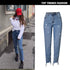 Irregularity Tassel Women's Jeans Straight Pants Slim High Waist Jeans